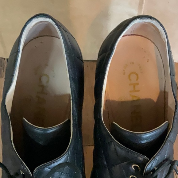 Chanel black quilted leather lace up Lacets w/ wooden block heels, size 39 - Picture 10 of 16